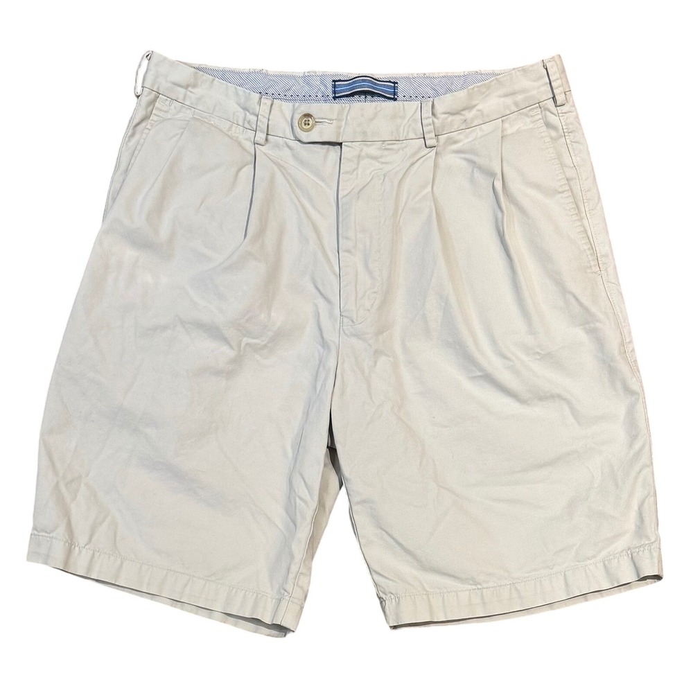 Peter Millar Pleated Chino Shorts Beige Pima Cotton Mens 32